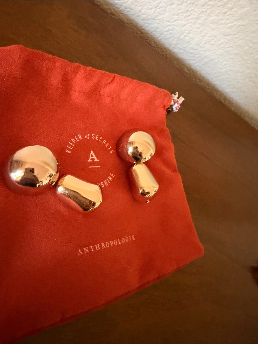 Anthropologie Gold Statement Drop Earrings NWOT Sculptural Modern